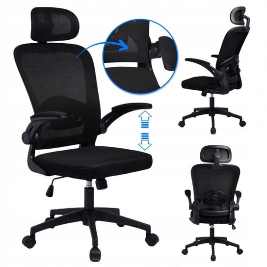 Fotel biurowy obrotowy "Mistral Black", mikrosiatka do biurka KO28CZ eCarla