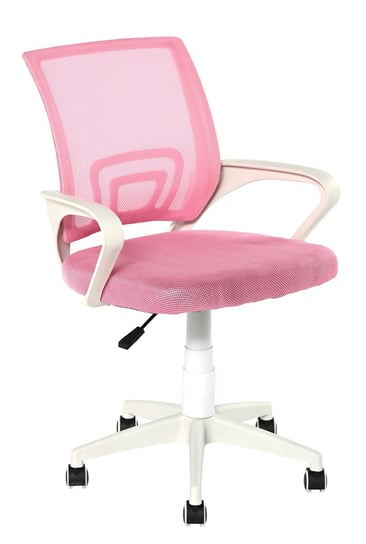 Fotel biurowy obrotowy różowy mikrowłókno podstawa biała HOME INVEST INTERNATIONAL