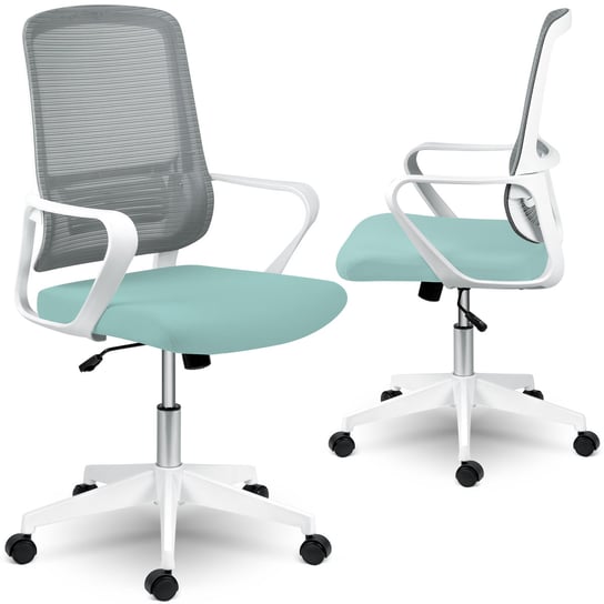 Fotel biurowy obrotowy z mikrosiatki krzesło biurowe obrotowe Sofotel Wizo jasno zielony SOFOTEL