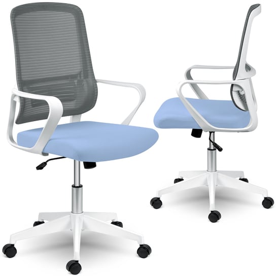 Fotel biurowy obrotowy z mikrosiatki krzesło biurowe obrotowe Sofotel Wizo niebieski SOFOTEL