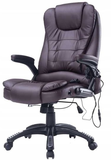 Fotel biurowy skóra eko z masażem brązowy Inna marka