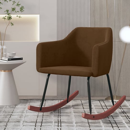 Fotel bujany, brązowy, tapicerowany aksamitem vidaXL