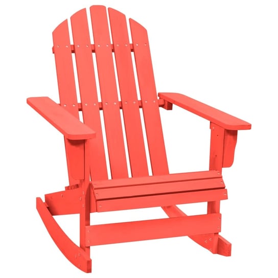 Fotel bujany drewniany Adirondack, czerwony, 70x91 Zakito