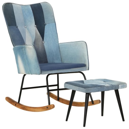 Fotel bujany niebieski z podnóżkiem, wymiary 56x74 Inna marka