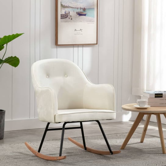 Fotel bujany tapicerowany aksamitem VIDAXL, kremowy, 60x74x84 cm vidaXL