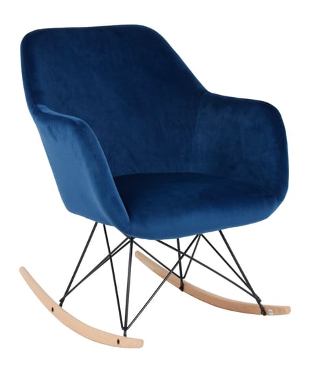 Fotel bujany, tapicerowany Paul velvet niebieski exitodesign
