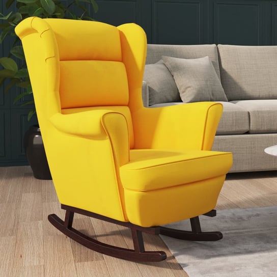 Fotel bujany z kauczukowymi nóżkami, żółty, aksamit vidaXL