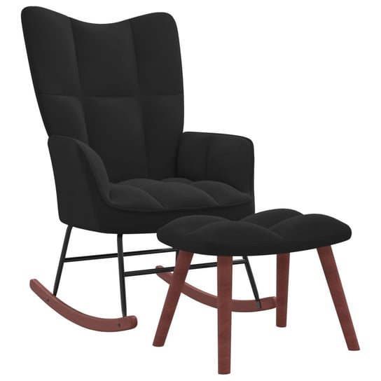 Fotel bujany z podnóżkiem, czarny, aksamit, 61x78x Inna marka