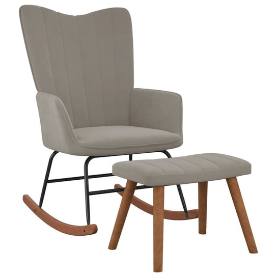Fotel bujany z podnóżkiem, jasnoszary, 61x78x98 cm Inna marka