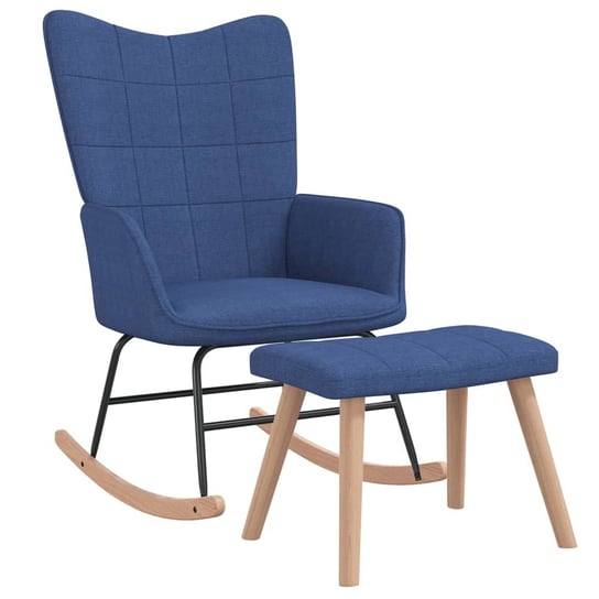 Fotel bujany z podnóżkiem, niebieski, obity tkaniną vidaXL