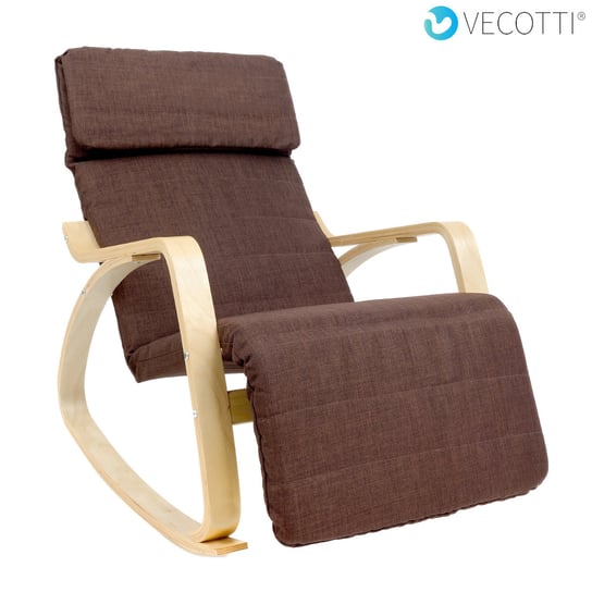 Fotel bujany z podnóżkiem VECOTTI Oscar, brązowy, 65x105x95 cm Vecotti