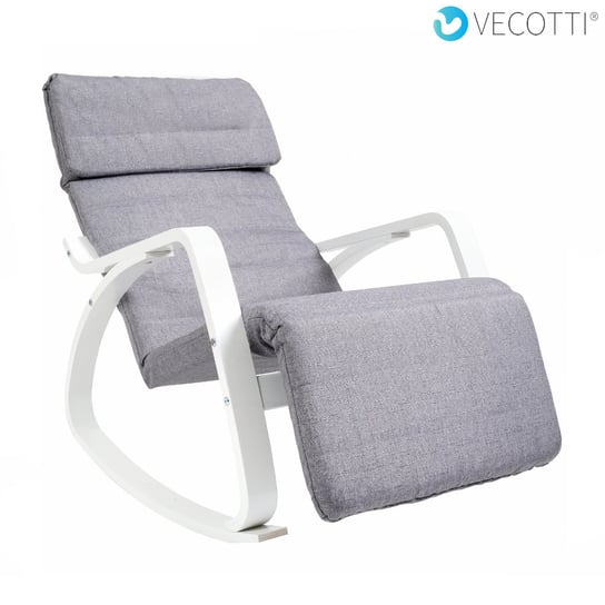 Fotel bujany z podnóżkiem VECOTTI Oscar, szaro-biały, 65x105x95 cm Vecotti