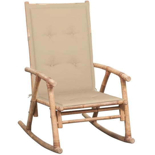 Fotel bujany z poduszką, bambusowy vidaXL