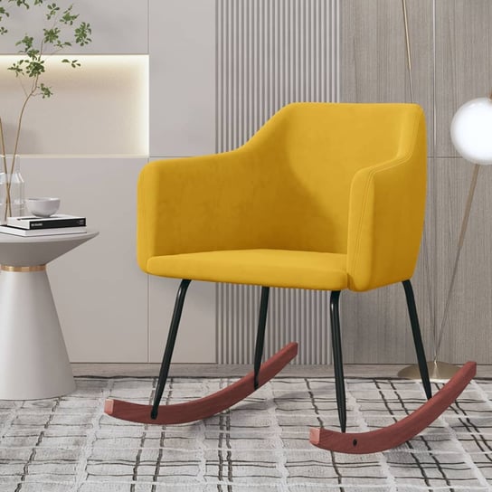 Fotel bujany, żółty, tapicerowany aksamitem vidaXL