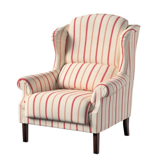 Fotel DEKORIA Avinon, ecru-czerwone paski, 85x74x107 cm Dekoria