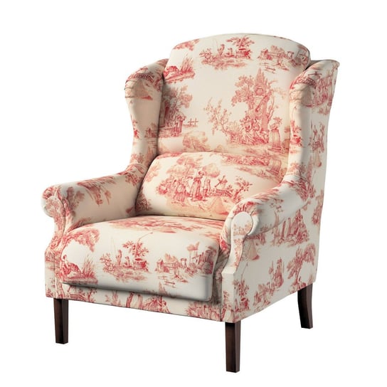 Fotel DEKORIA Avinon, ecru-czerwone postacie, 85x74x107 cm Dekoria