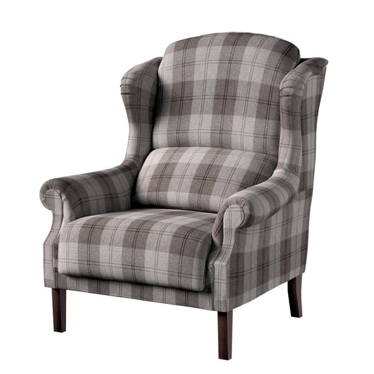 Fotel DEKORIA Edinburgh, krata w odcieniach szarości, 85x74x107 cm Dekoria