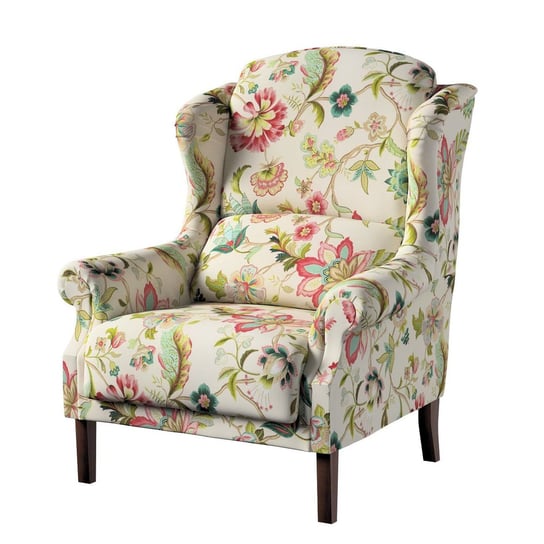 Fotel DEKORIA Londres, kolorowe kwiaty na jasnym tle, 85x74x107 cm Dekoria