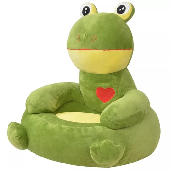 Fotel dla dzieci żaba, pluszowy, zielony vidaXL