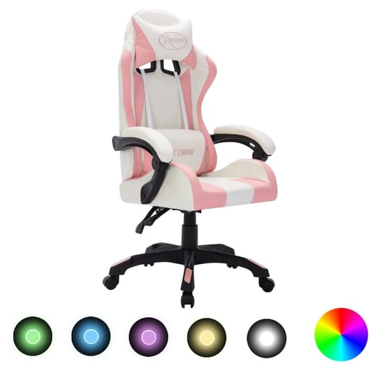 Fotel dla gracza z RGB LED, różowo-czarny, sztuczna skóra vidaXL