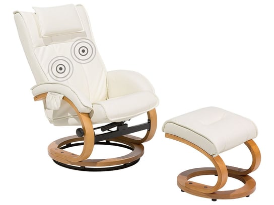 Fotel do masażu podgrzewany z podnóżkiem ekoskóra beżowy MAJESTIC Beliani