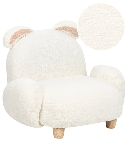 Fotel dziecięcy królik teddy biały KANNA Beliani