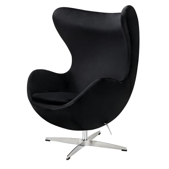 Fotel EGG CLASSIC VELVET czarny - welur, podstawa aluminiowa King Home