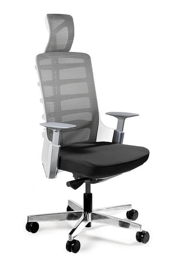 Fotel ergonomiczny, biurowy, mikrosiatka, Spinelly, biały, czarny Unique