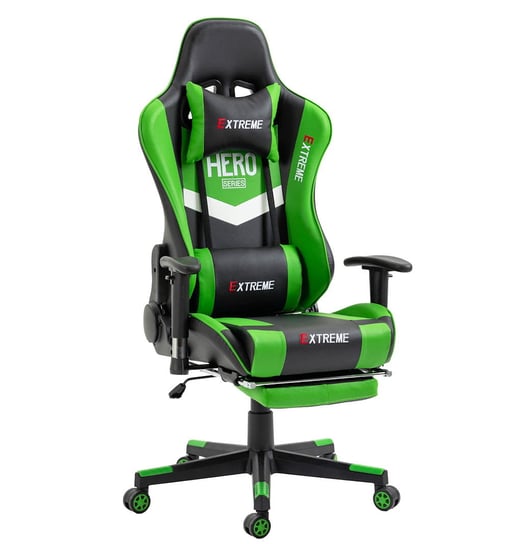 Fotel  Extreme Hero Green Gamingowy Dla Graczy Z Podnóżkiem Extreme