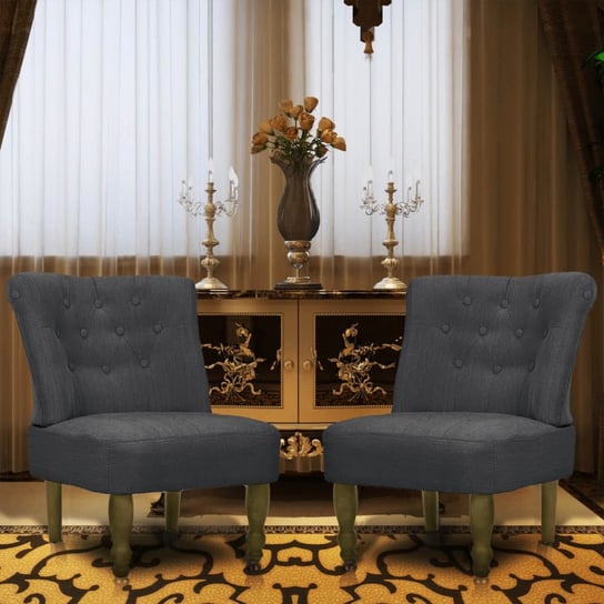 Fotel francuski vidaXL, tapicerowany, szary, 54x66,5x70 cm, 2 szt vidaXL