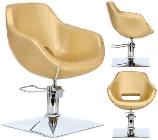 Fotel fryzjerski do salonu Laura obrotowy hydrauliczny złoty Calissimo