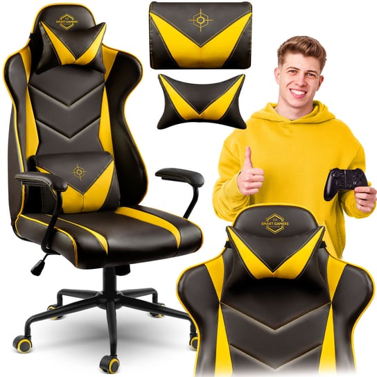 Fotel gamingowy biurowy obrotowy dla gracza Blitzcrank Sofotel Hydra czarno-żółty SOFOTEL