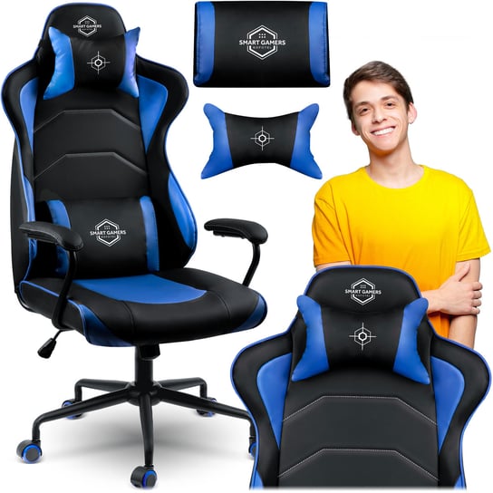 Fotel gamingowy biurowy obrotowy dla gracza Sofotel Yasuo niebieski SOFOTEL