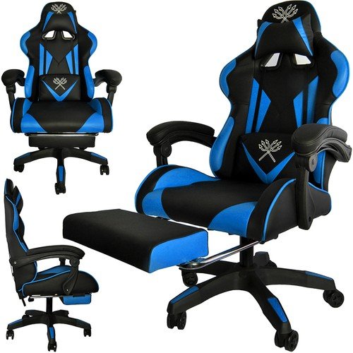 Fotel Gamingowy Biurowy Obrotowy Kubełkowy Krzesło Obrotowe dla Gracza Blue Artemis