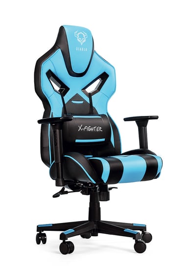 Fotel gamingowy DIABLO X-Fighter, niebiesko-czarny, 129x55x55 cm Diablo Chairs