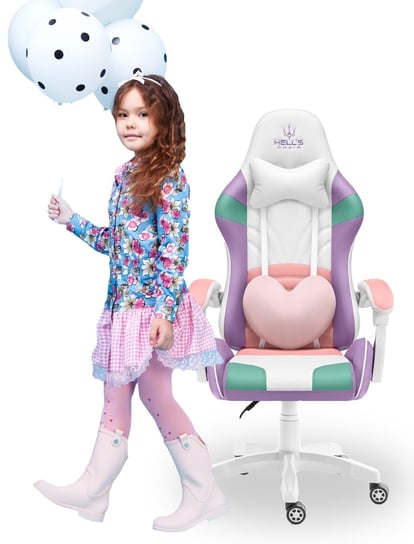 Fotel Gamingowy dla Dzieci Hell's Chair Rainbow KIDS 2.0 Pink różowy Hells