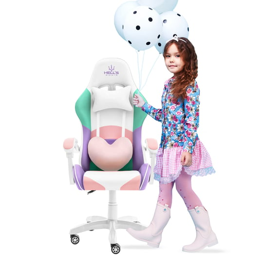 Fotel Gamingowy dla Dzieci Hell's Chair Rainbow KIDS Pink różowy Hells