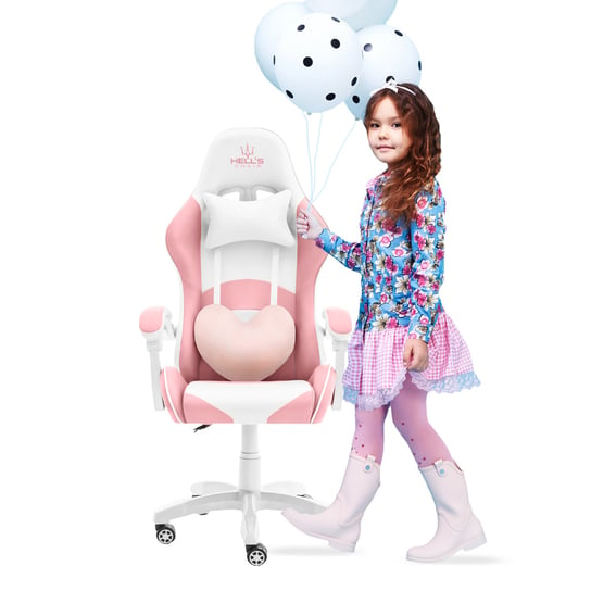Fotel Gamingowy dla Dzieci Hell's Chair Rainbow Kids Pink- White różowy Hells