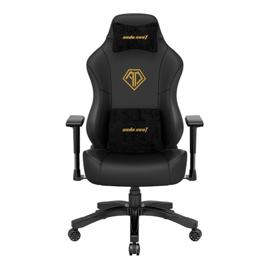 Fotel gamingowy do biura skórzany AndaSeat Phantom 3L czarno\złoty obrotowy Anda Seat
