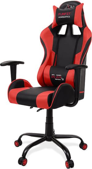 Fotel gamingowy FUNFIT HOME&OFFICE PlayerONE, czarno-czerwony, 76x53x34 cm FUNFIT