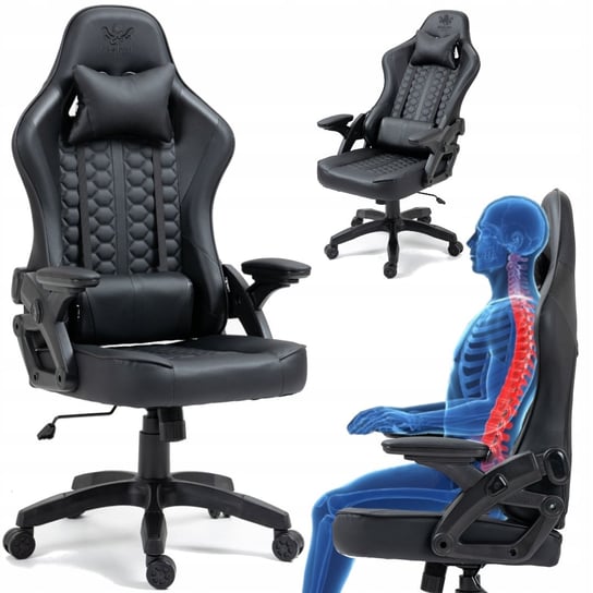 Fotel GAMINGOWY Gracza KRAKEN FEYTON czarny Kraken Chairs