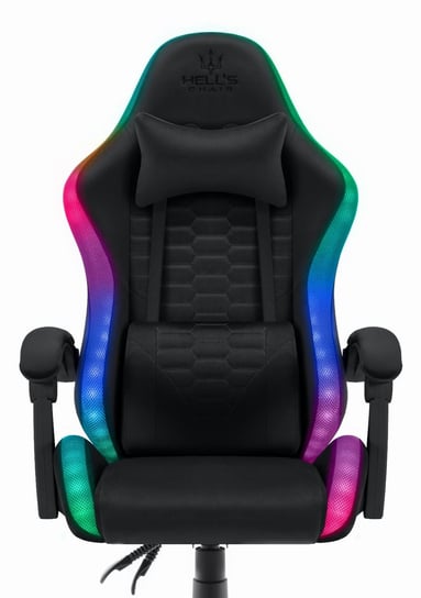 Fotel gamingowy Hell's Chair HC- 1000 Black Czarny Tkanina LED RGB Hells