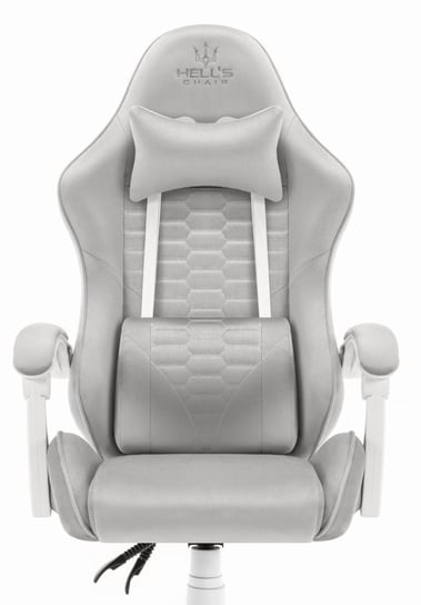 Fotel gamingowy Hell's Chair HC- 1000 Grey White Szary Biały Tkanina Hells