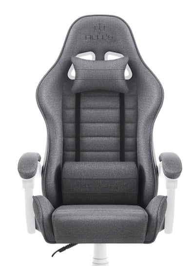 Fotel gamingowy Hell's Chair HC-1003 Szary Biały Tkanina Hells