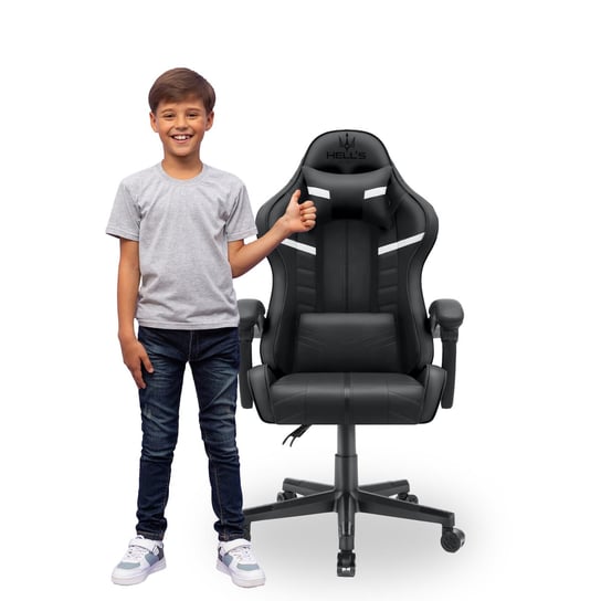 Fotel gamingowy Hell's Chair HC- 1004 KIDS Czarny Biały Hells