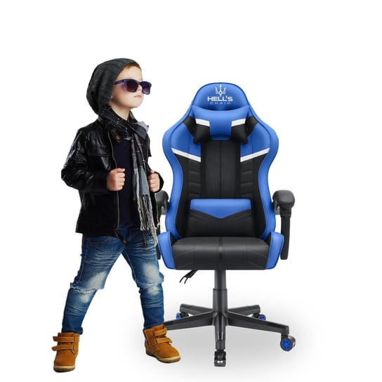 Fotel gamingowy Hell's Chair HC- 1004 KIDS Czarny Niebieski Hells