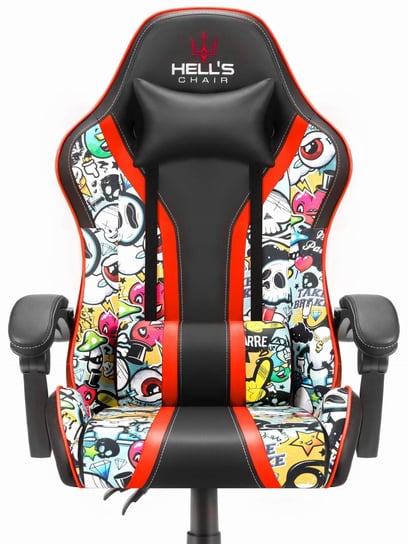 Fotel gamingowy Hell's Chair HC-1005 Graffiti Skull Czaszki Kolorowy Hells