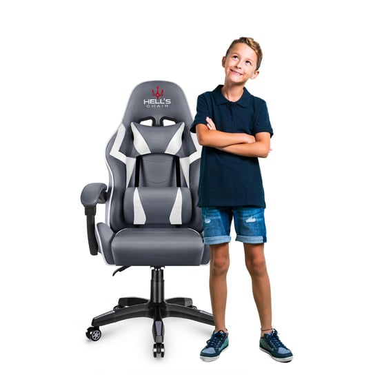 Fotel gamingowy Hell's Chair HC- 1007 KIDS dla dzieci Grey Szary Hells