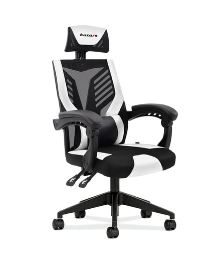 Fotel gamingowy HUZARO Combat 4.0, biały, czarno-biały, 125x65x56 cm Huzaro