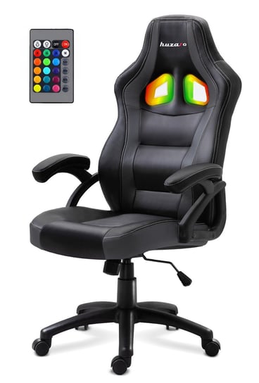 Fotel gamingowy HUZARO Force 4.2 RGB LED, czarny, 132x62x55 cm Huzaro